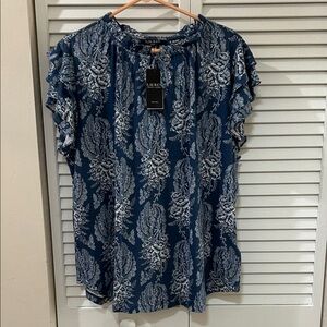 Ralph Lauren Navy and White Floral Blouse